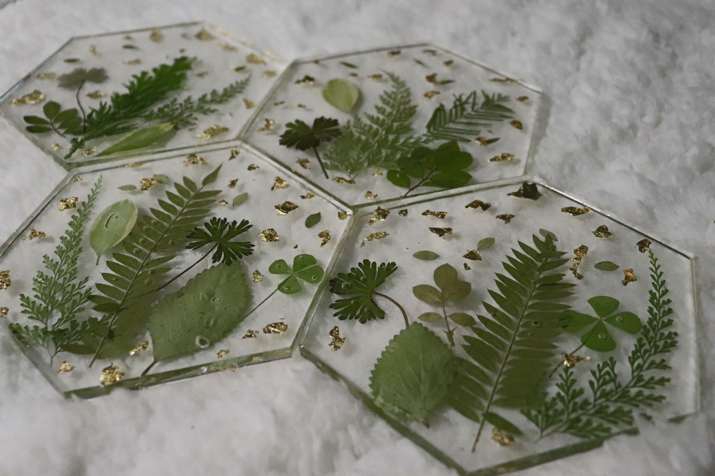 Green Leaf Coaster Set Inspired by Nature Etsy