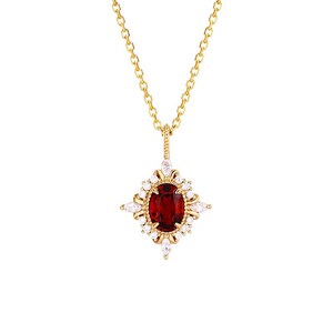 Delicate Ruby Diamond Necklace Dainty Vintage Necklace in - Etsy