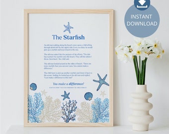 Starfish Story | Gifts for Teachers | Wall Art | Printable Decor | Make a difference, inspiration | INSTANT DOWNLOAD | PRINTABLE