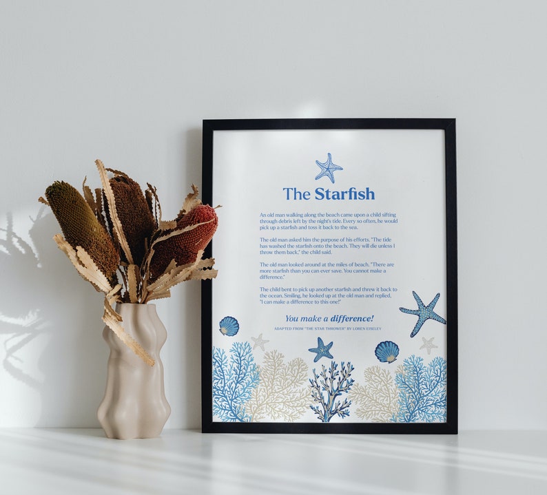 Starfish Story Gifts for Teachers Wall Art Printable - Etsy