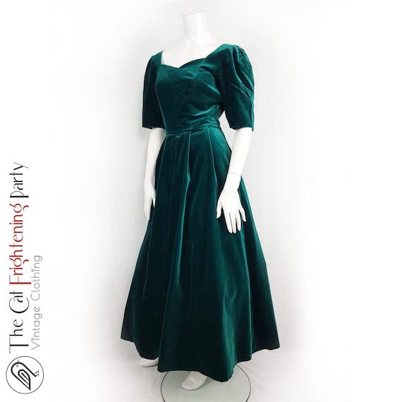 Vintage Laura Ashley Dress, Green Velvet Dress, S… - image 10