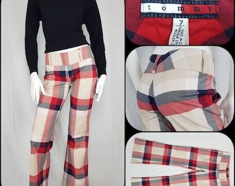 Vintage Tommy Hilfiger 90s/Y2K Bootcut Trousers Check Pants Size UK 12 US 8
