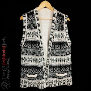 Vintage Fair Isle Strick Weste, Einheitsgröße 12/14/16, Vintage Pulli Weste, Fair Isle Tank Top, 70s Handgestrickt, Handgestrickt, Skandinavisch gestrickt