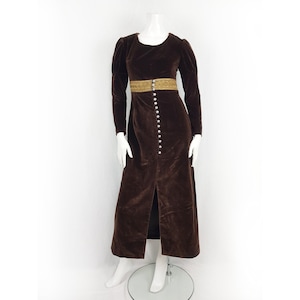 1970s Brown Velvet Dress, Size 8-10, Renaissance Dresses, 70s Bohemian, Vintage 70s Hippie Dresses, Prairie, Folk, Woodland
