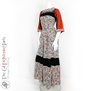 Vintage 1970s Maxi Dress, Size 10-12, Cotton Apron Dress, 70s Prairie Dresses, 70s Maxi Dresses, Bohemian, 70s Hippie Dresses, Vtg Pinafore