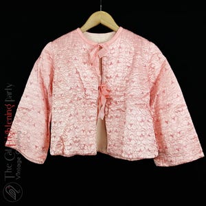 Vintage Bed Jacket, Size 12-14, Pink Satin Quilted, 1950s/1960s, Vintage Robe, Dressing Gown, 50s Glamour, Boudoir, Pin-up
