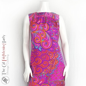 Vintage 1970s Dress, Colin Glascoe Dress, Size 12 (Vtg 14), Pure Silk, 70s Maxi Dresses, Psychedelic Colours, Designer Vintage, Hippie Boho,