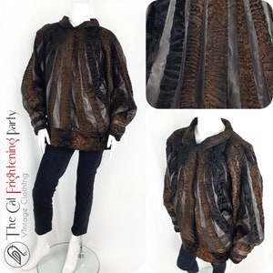 Vintage 1980s Epic Leather & Shearling Jacket Size 14/16/18 Batwing 80s