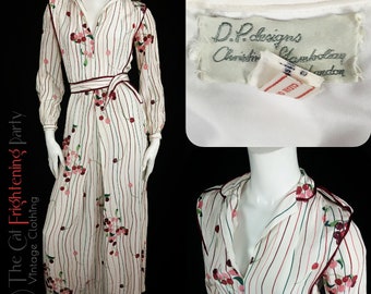 Vintage Christina Stambolian Designer Vintage Dress Size 8 10 Cherry Print Maxi Dress D.P. Designs 1980s Dresses Summer Maxi Dresses Etsy