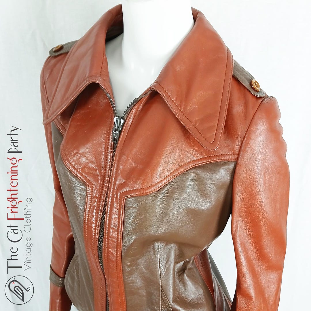 90’s leather jacket orange brown vintage Vintage 90s Distressed Brown / Orange Leather Jacket Rare | eBay