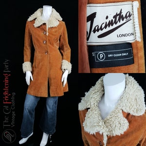 Vintage jaren '70 jas, maat 8, oranje fluweel, jaren '70 Afghaan, jaren '70 hippie, Penny Lane, fluweel Afghaans, Boho hippie jasje, True Vintage, jaren '70 oranje