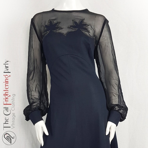 Vintage 1970s Dress, Size 14, Black Crimplene, 70… - image 7