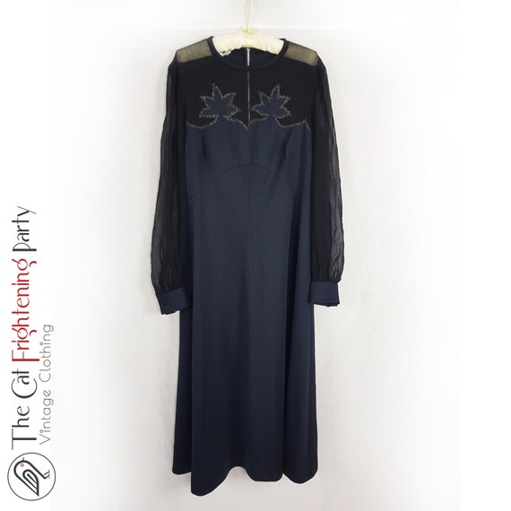 Vintage 1970s Dress, Size 14, Black Crimplene, 70… - image 9