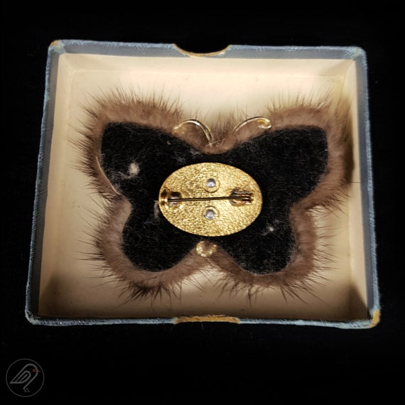 Vintage Mink Butterfly Brooch Dark Brown  Real Fu… - image 5