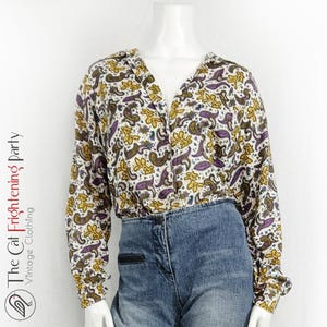Paisley Shirt, Womens Vintage Shirts, Size 14, Purple/Mustard Paisley, 90s Does 70s, Vintage 90s Grunge, Hippie Shirts,