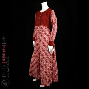 Cotton Kaftan Dress, Size 10/12/14, Made in India, Summer Maxi, Boho Hippie, Vintage Kaftan, Maxi Dresses, Indian Print Cotton, Red Dress
