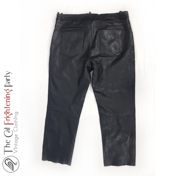 Genuine Leather Trousers UK 38"/EU 56 XXL Black P… - image 3