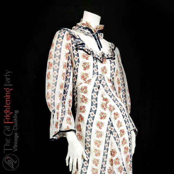 Vintage 1970s Maxi Dress, Size 6-8 (Vtg 12), Fiona Dresses, High Neck Prairie, 70s Bohemian, Floral Maxi, Piecrust Collar, Boho, Cottagecore