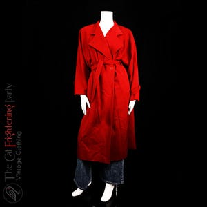 Trench rosso vintage, taglia 14, impermeabile con cintura ...