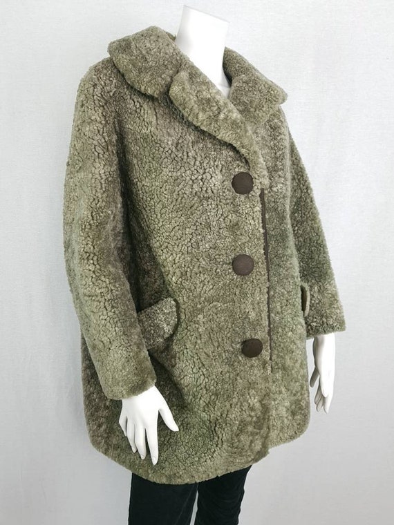Vintage 1950s/60 Teddy Style Sheepskin Coat Draff… - image 1