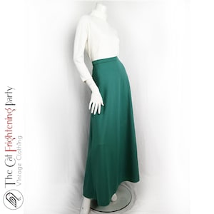 Vintage 1970s Maxi Skirt, Size 8-10, Green A-line, 70s Bell Skirt, 70s Maxi Skirts, Vintage Debenhams, Courtelle Polyester, Jade Green