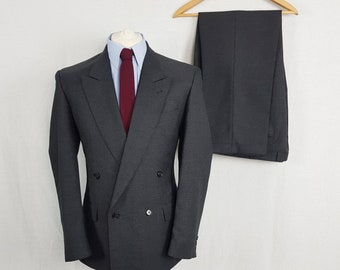 Vintage Gents Suits, Double Breasted Suit, Chest 40/42", Waist 36S, Grey Suit, Pleat Front, Turn ups, Film Noir, 40s Style, Costume Dept