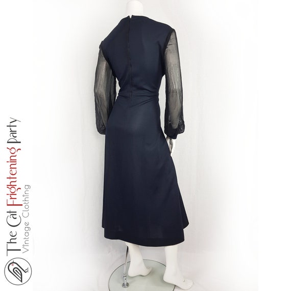 Vintage 1970s Dress, Size 14, Black Crimplene, 70… - image 4