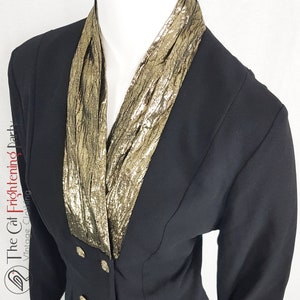 Top tunica vintage anni '90, Taglia 12, Nero e Oro, Moda anni '90, Camicia tunica, Camicetta metallizzata, Lamé dorato, Vintage anni '90,