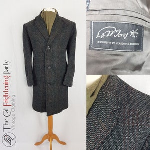 Vintage Overcoat, Genuine Crombie Cloth, Tweed Overcoat, Size L 44-46&quot; Chest, Grey Pure Wool, Made in Scotland, Winter Coats, Mens Overcoat