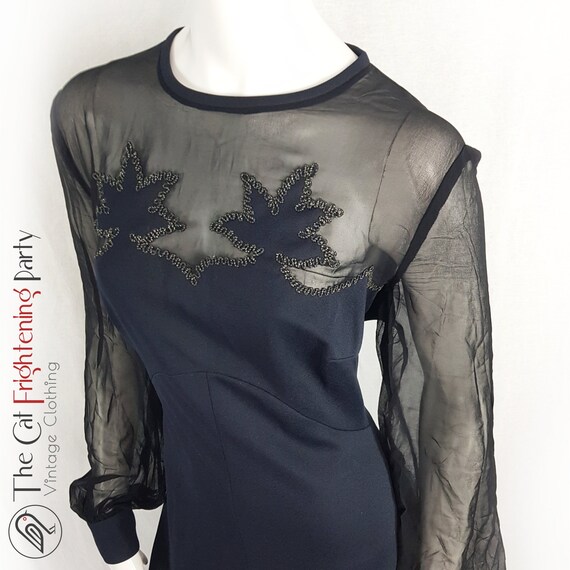 Vintage 1970s Dress, Size 14, Black Crimplene, 70… - image 6