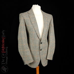 Vintage Tweed Jacket, Mens Tweed Blazers, Size 46L&quot;, Pure Wool, Country Sports Jacket, Mens Vintage Tweeds, Brown & Orange overcheck