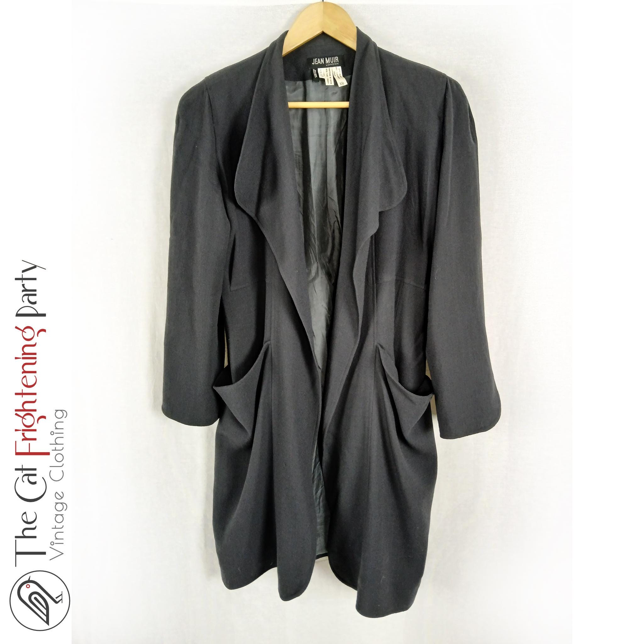 Vintage Jean Muir Jacket, 80s Blazers Jackets, Size 14, Longline Duster  Jacket, Grey Crepe Wool, Vintage 1980s, Jean Muir London, - Main Image