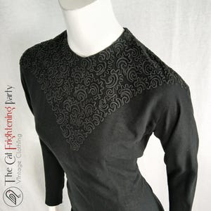 Original 1940s Dress, Vintage 40s Dresses, Size 8-10, Black Wool Crepe, Women&#39;s 1940s Clothing,