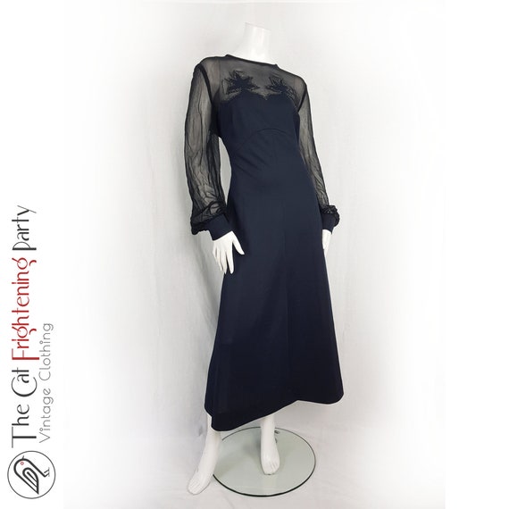 Vintage 1970s Dress, Size 14, Black Crimplene, 70… - image 8