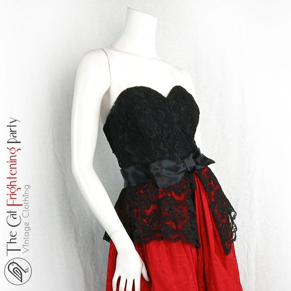 Vintage 1980s Cocktail Dress, Size 10, Vintage Frank Usher, Red