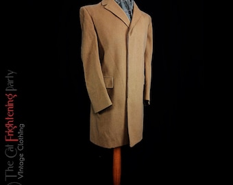 Gents Vintage Overcoat, Size 38/40" Chest, Camel Coat, Wool Cashmere Coat, Tan Wool Overcoat, Vintage Mens Coats, Formal Overcoats