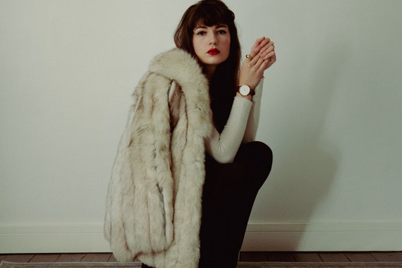 Vintage White Fur Coat, Saga Artic Fox, Jacket Size 14 (Vtg 18), Real Fur Coats, Hollywood Glamour, Film Theatre Costume, Mob Wife Aesthetic