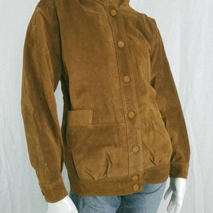 Ladies Vintage Genuine Tan Suede Leather Size 12-14 Popper Fastening Milan Italian