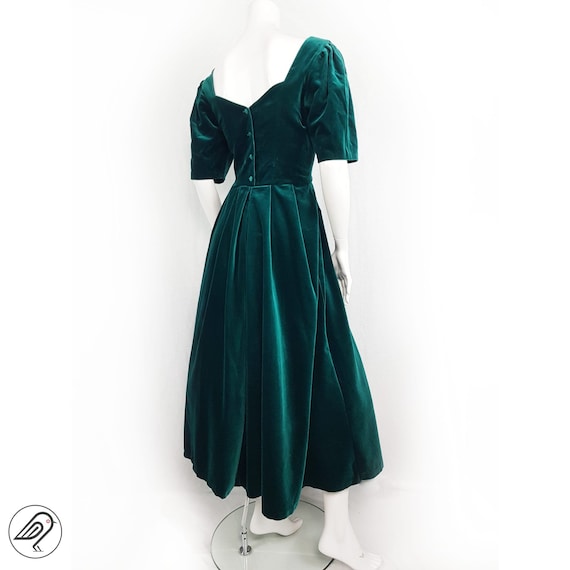 Vintage Laura Ashley Dress, Green Velvet Dress, S… - image 8