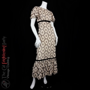 Vintage 1970er Kleid, Größe 38, Dönerica, braun Blümchen, Boho Hippie, Folk, Woodland, Herbst, Fairycore, Cottagecore, Maxi Kleider,