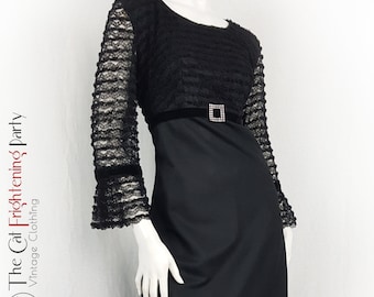 Vintage 1960s Dress, Size 10, Black Lace, Long Evening Gown, 60s Party Dresses, Cocktail Dresses, Hollywood Starlet, Vintage Glamour,
