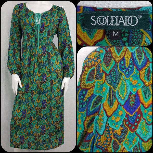 Robe Souleiado Bleue Taille 42 - Neuve Sans étiquettes, Coupe Droite Et Ample, Manches Longues