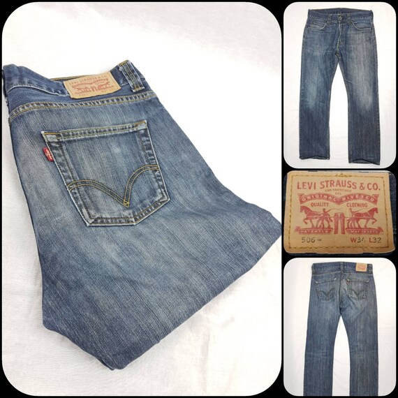 Mens Levis 506 Jeans W34/L32 Inside Leg 30.5 Deep Blue Wash | Etsy Australia