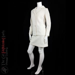 Vintage 1960s Outfit, Crimplene Suit, Size 8, Cream Shift Dress & Jacket, Vintage 60s Dresses, 60s Mod A-line, Carnaby St, Swinging 60s