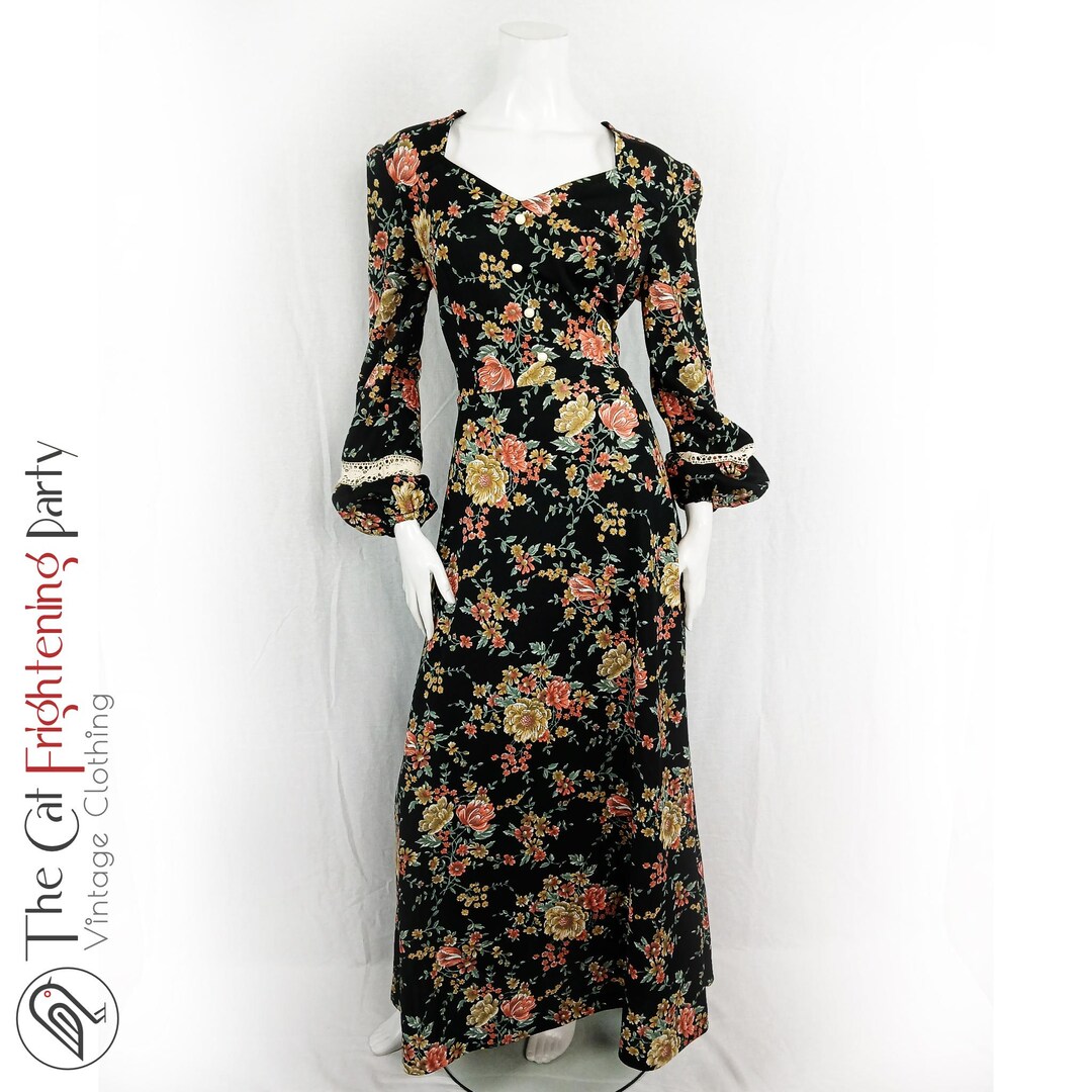 Vintage 1970s Dress, 70s Maxi Dresses, Size 12 (vtg 16), Prairie ...