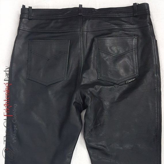 Genuine Leather Trousers UK 38"/EU 56 XXL Black P… - image 4