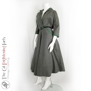 Original 1940s Dress, Size 12, Grey Flannel Wool, Fit & Flare, True Vintage 40s, Vintage 40s Dresses, Handmade Dresses, 1940s Clothing,