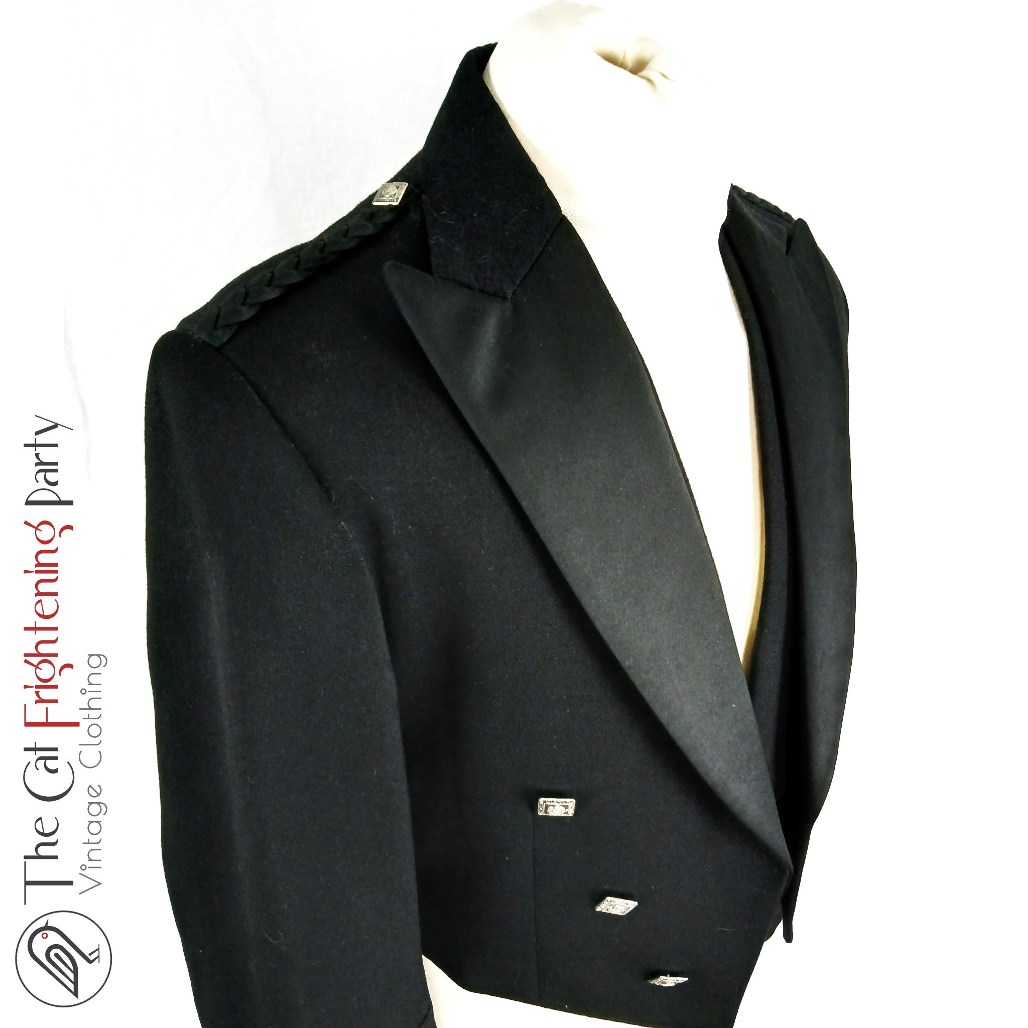 Kilt Jacket & Waistcoat Set, Size 42", Argyle Jacket Set, Traditional Highland, Scottish Wedding, Black Pure Wool, Made in Scotland