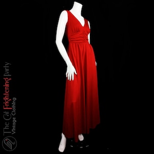 Vintage 1970s Dress, Size 8 (Vtg 12), Sidgreene of London, 70s Maxi Dresses, Red Crimplene, 70s Hostess, 70s Party Gown, Evening Dresses