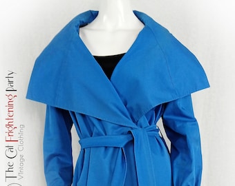 Vintage Aquascutum, Womens Trench Coat, Size 14/16, Belted Mac, Blue Raincoat, Vintage Aquascutum, Ladies Trench Coats, Vintage Raincoats